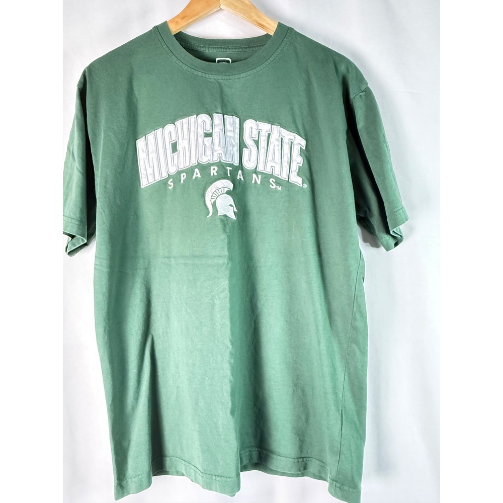 Michigan State Spartans NCAA‎ T-Shirt Pro Edge Green Mens Large Embroidered